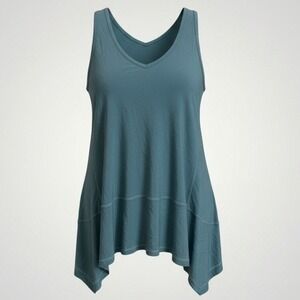 Soft Surroundings Tank Top Womens Medium Blue Handkerchief Hem Lagenlook Coastal
